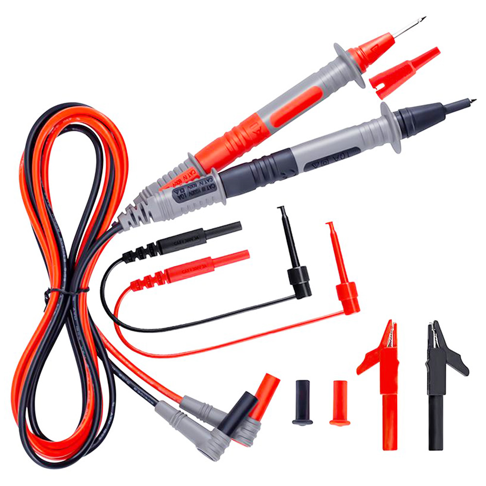 KAIWEETS KET01 Multimeter Test Leads Kit, 8 Pieces Test Lead with Alligator Clips, Needle Probe, Mini-Hooks