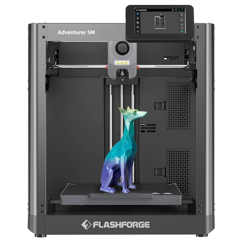 Flashforge Adventurer 5M 3D Printer, Auto Leveling, 600mm/s Max Sprinting Speed, Filament Runout Reminder, Power Loss Recovery, 4.3-inch LCD Touchscreen, WiFi Connection, 220x220x220mm