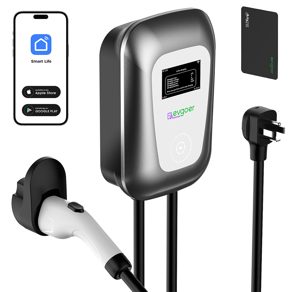 

EG Evgoer Level 2 EV Charger, with NEMA 14-60 Plug, 240V 48Amps, 23FT Charger Cable, Adjustable Current Schedule Time, for All J1772 Electric Cars