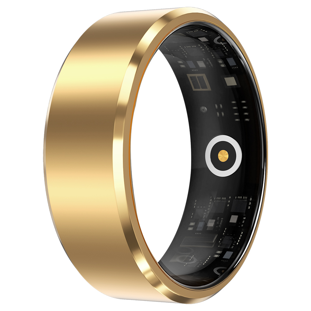 S2 Smart Ring Health Fitness Tracker, Multiple Exercise Modes, Heart Rate Body Blood Oxygen Sleep Monitoring, 5ATM Waterproof - 10# (Inside Diameter 19.8mm), Golden