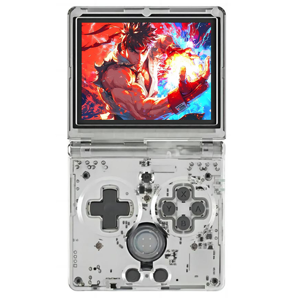 ANBERNIC RG35XXSP Flip Game Console, 64GB with 5000 Games, 30+Emulators, 3.5inch IPS Screen, HDMI Out,  Multimedia Apps, 8H Autonomy, 5G Wifi Bluetooth, Hall Magnetic Switch, Moonlight Streaming - Transparent White