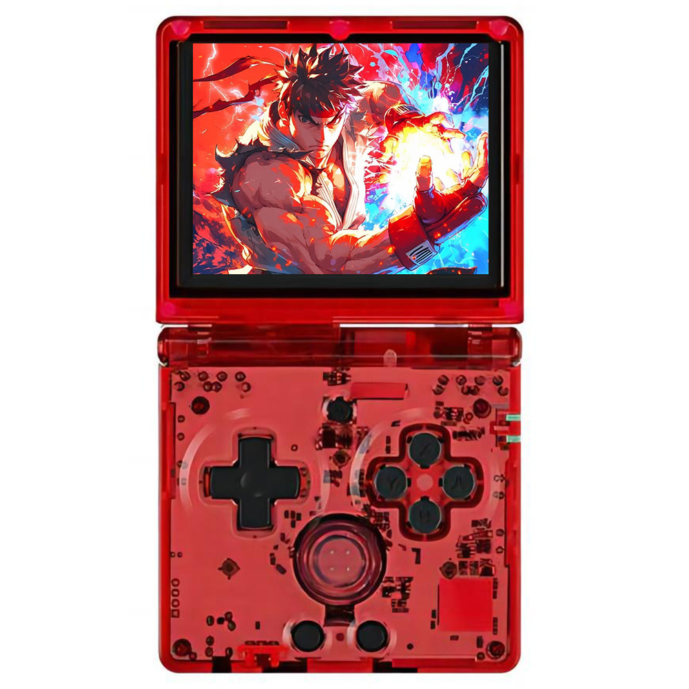 ANBERNIC RG35XXSP Flip Game Console, 64GB, 30+Emulators, 3.5inch IPS Screen, HDMI Out,  Multimedia Apps, 8H Autonomy, 5G Wifi Bluetooth, Hall Magnetic Switch, Moonlight Streaming - Transparent Red