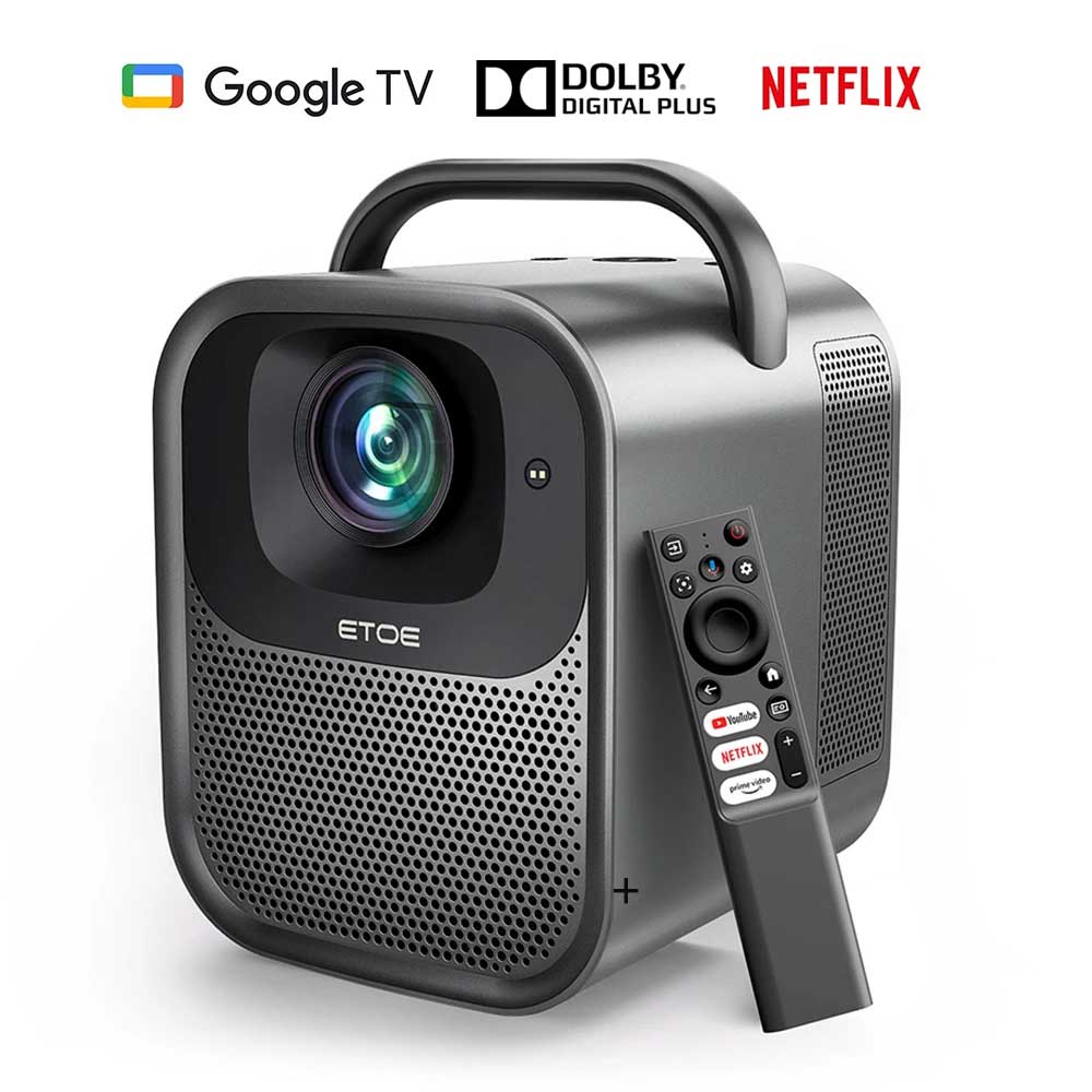 

[Netflix & Google TV Certified] ETOE Seal Pro 1000 ANSI LCD Projector, Native 1080P, Dolby Audio Certified, Auto Focus. Auto Keystone Correction, 2*10W Speakers, Built-in Chromecast, Google Assistant