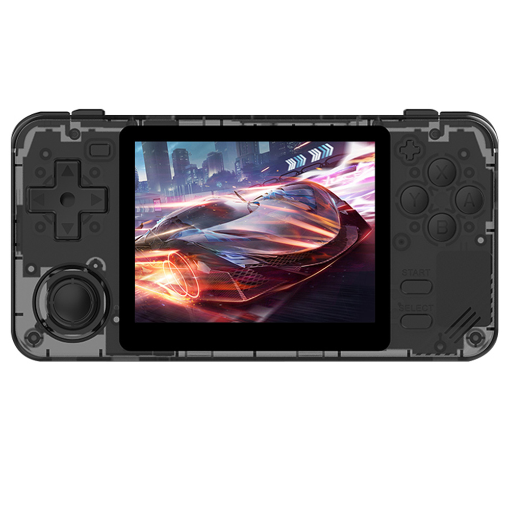 Powkiddy RGB10X Handheld Game Console, Open Source Linux, 3.5-inch 640*480 IPS Screen, 128GB TF Card, 64-bit 3D Simulators, 6 Hours Autonomy - Transparent Black