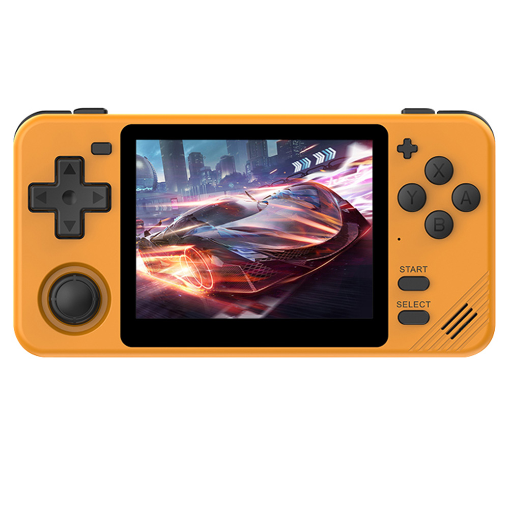 Powkiddy RGB10X Handheld Game Console, Open Source Linux, 3.5-inch 640*480 IPS Screen, 128GB TF Card, 64-bit 3D Simulators, 6 Hours Autonomy - Yellow