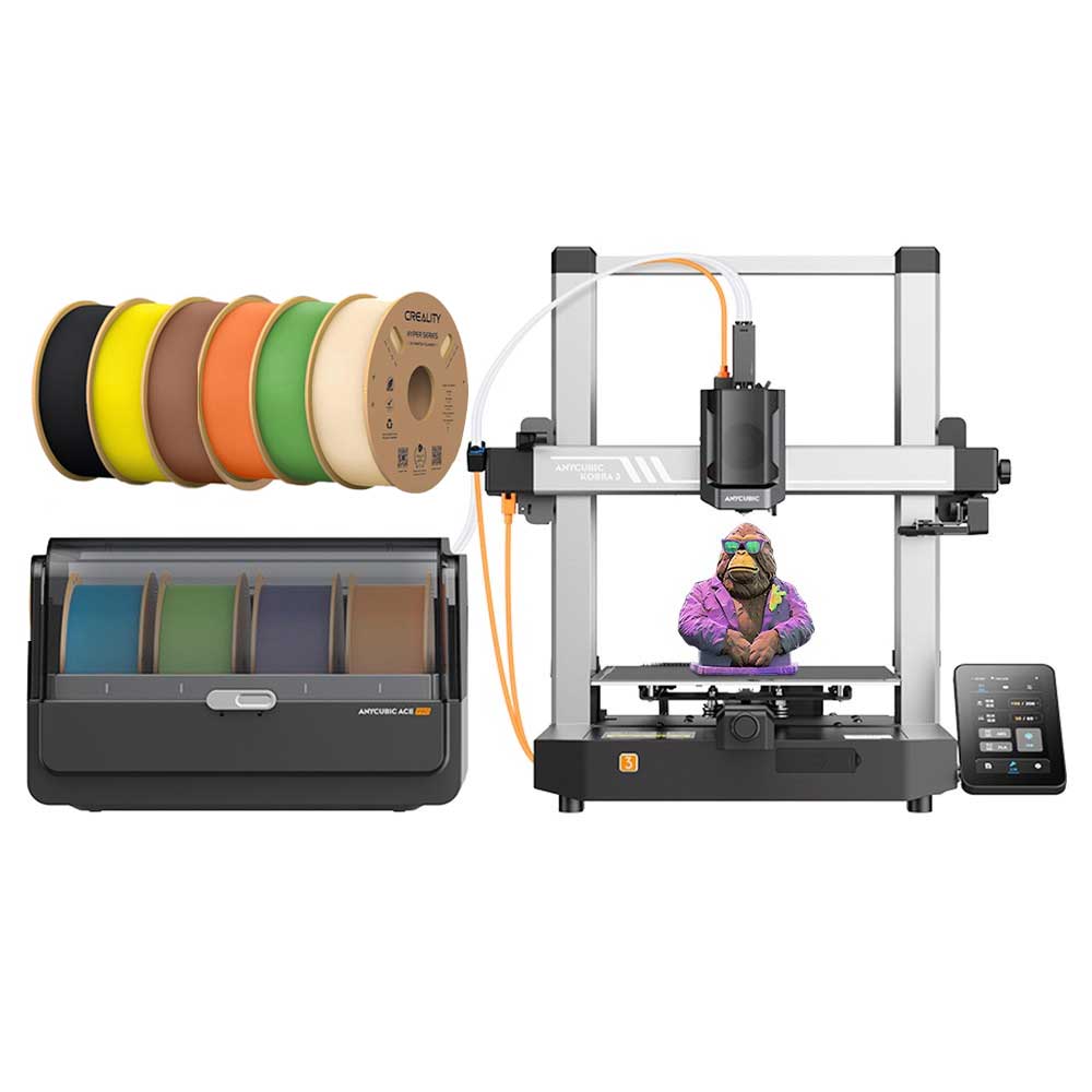 

Anycubic Kobra 3 3D Printer with ACE Pro Combo + 6kg Creality Hyper-PLA Filament - Black + Red + Blue + Grey + White + Orange