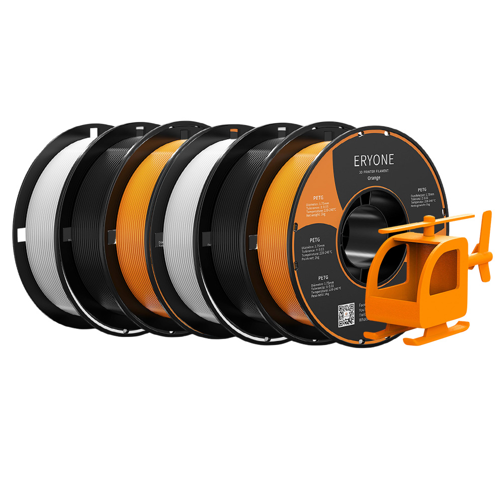 6kg ERYONE Halloween Pack PETG Filament (2kg Black + 2kg Orange + 2kg White)