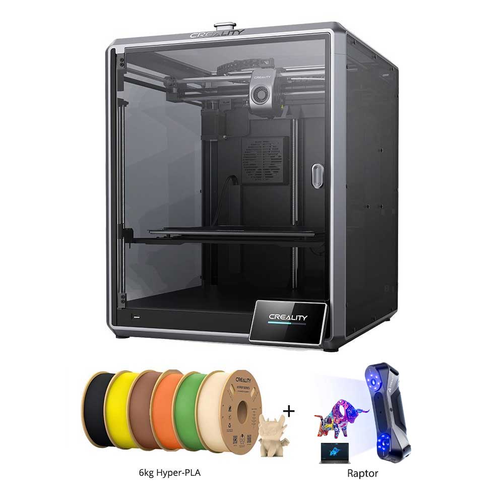 Creality K1 Max 3D Printer + Raptor 3D Scanner + 6kg Creality Hyper-PLA - Black + Skin Color + Yellow + Green + Orange + Brown