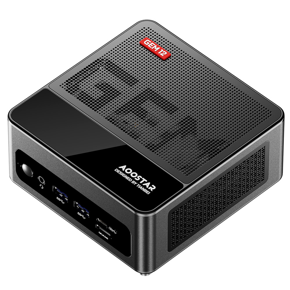 AOOSTAR GEM12 PRO Mini PC, AMD Ryzen 7 8845HS 8 Core Up to 5.1GHz, 32GB DDR5 RAM 1TB PCle 4.0 SSD, HDMI 2.1 + DP 1.4+ USB 4 + Type-C 4K 120Hz Four Screen Display, WiFi 6 Bluetooth 5.2, 2*2.5G LAN, 2*USB3.2  2*USB2.0 1*Oculink, Adjustable BIOS