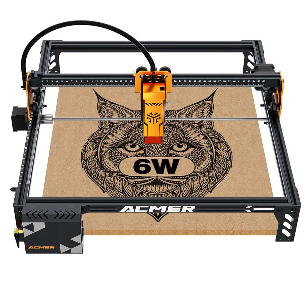 

ACMER P1 S Pro 6W Laser Engraver, 10,000mm/min Max Printing Speed, 0.06mm Laser Focus Spot, 0.01mm Accuracy, Four-wheel Structure, 380x370mm