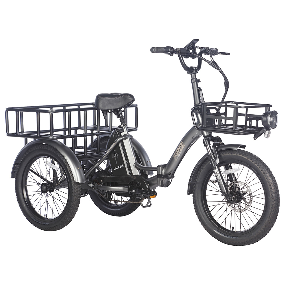 Fafrees F20 Mate Electric Tricycle Standard Version + Enlarged Rear Rack + Front Basket 500W Motor 48V/18.2Ah Battery 20*3.0-inch Fat Tire 110km Max Range Hydraulic Disc Brake - Black