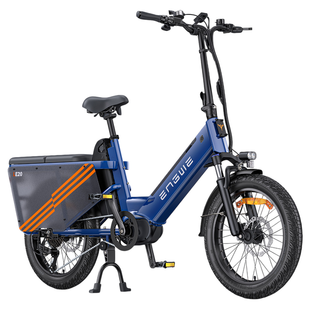 

ENGWE LE20 Cargo Electric Bike, 250W Mid-drive Motor, Torque Sensor, 48V 19.2Ah Battery, 20x3.0-inch Tires, 25km/h Max Speed, 180km Range, Hydraulic Disc Brakes, Front Suspension, SHIMANO 7-Speed, 200kg Cargo Capacity - Blue