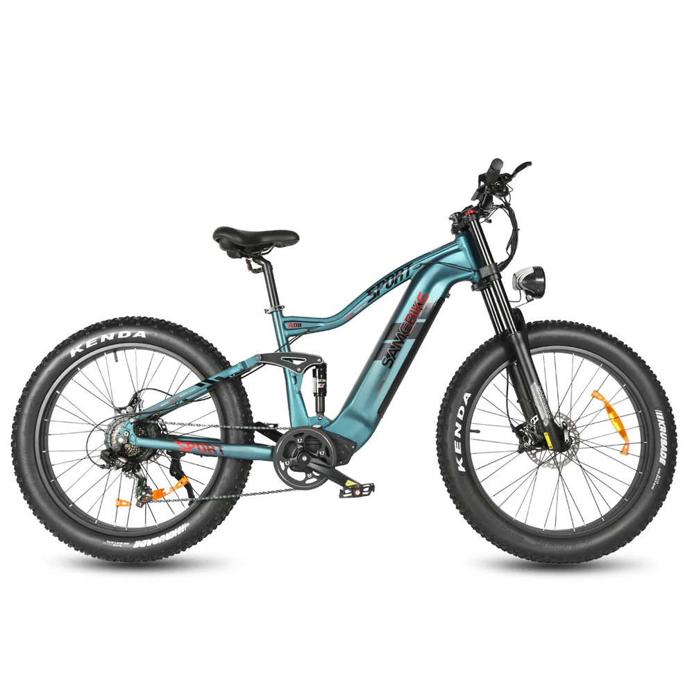 SAMEBIKE RS-A08 Electric Mountain Bike 26*4.0'' KENDA Fat Tires 48V 17Ah SAMSUNG Battery 750W Bafang Motor 35Km/h Max Speed Shimano 7 Speed Gear Double Suspension System - Blue