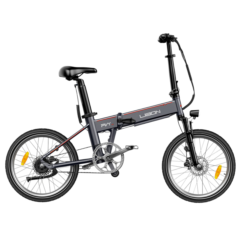 PVY LIBON Electric Bike, 500W Motor, 36V 20.4Ah, 20*2.5-inch Tires, 25km/h Max Speed, 260km Range, Hydraulic Disc Brake, Shock Absorption Fork, LCD Display - Grey