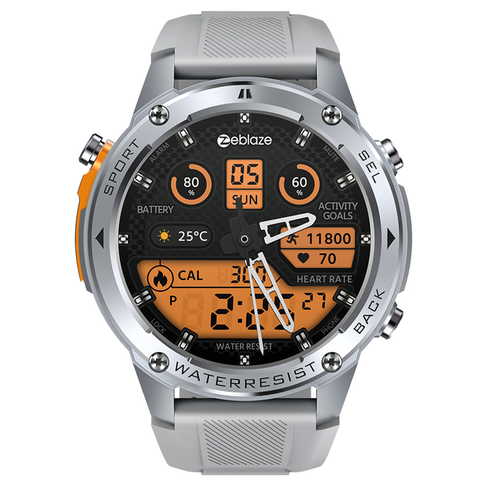 

Zeblaze Stratos 2 Ultra Outdoor Smartwatch, 1.43'' Screen, Sleep Health Monitoring, 170+ Sport Modes, 6 Positioning System - Silver