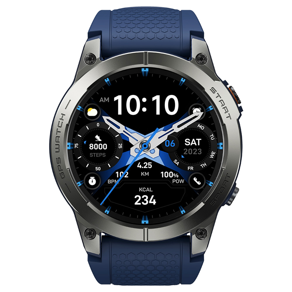 Zeblaze Stratos 3 Pro Smartwatch, 1.43' AMOLED Screen, Bluetooth Calling, 100+ Workout Modes, 24/7 Health Monitoring, GPS Positioning - Blue