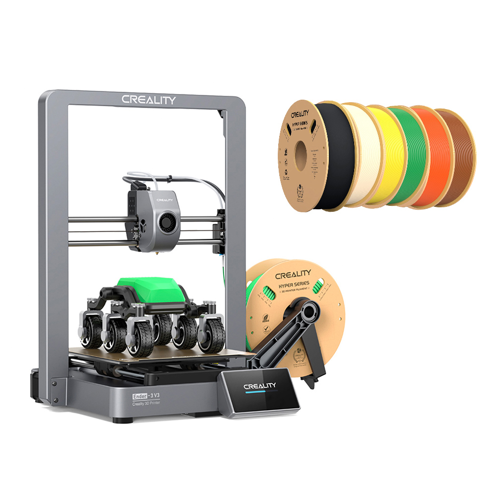 

Creality Ender-3 V3 3D Printer + 6Pcs Creality Hyper PLA Filament - Black+Skin Color+Yellow+Green+Orange+Brown