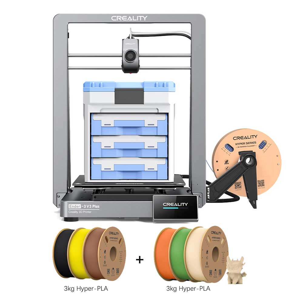 

Creality Ender-3 V3 Plus 3D Printer + 6kg Creality Hyper PLA Filament - Black+Skin Color+Yellow+Green+Orange+Brown