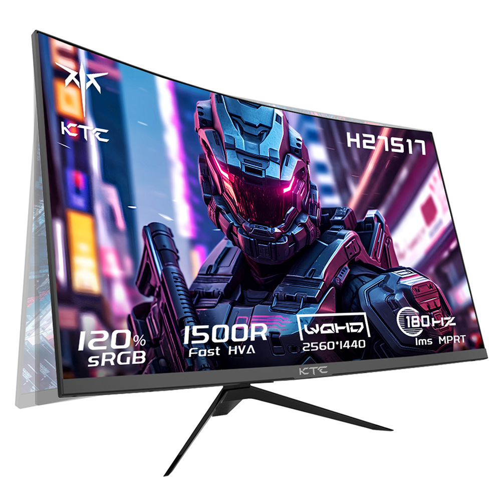 KTC H27P22S 27-inch Gaming Monitor, 3840x2160 UHD AUO 7.0 FAST IPS Panel, HDR400, 160Hz Refresh Rate, 1ms Response Time, 132%sRGB, Compatible with FreeSync and G-SYNC, Low-blue Light, 2*HDMI2.1 2*DP1.4 1*USB2.0, Adjustable Stand & Support VESA Mount