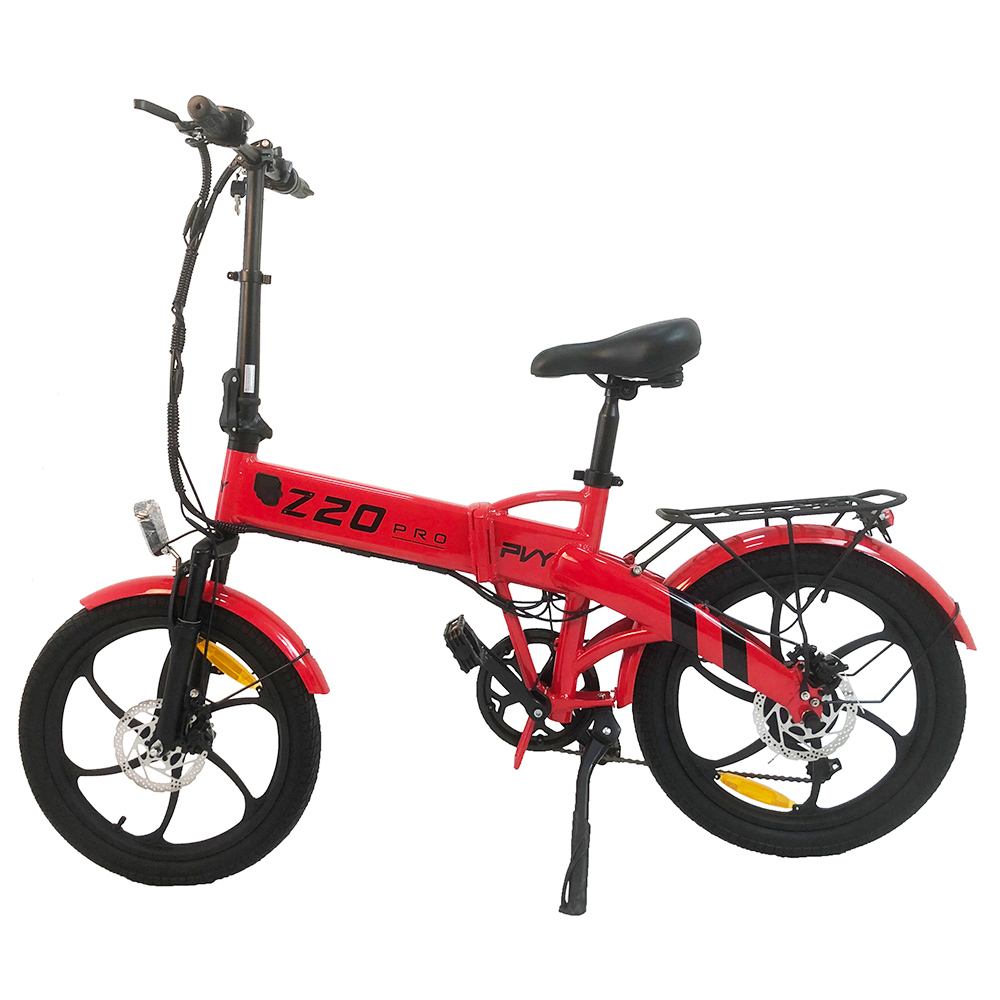 PVY Z20 Pro Electric Bike, 250W Hub Motor, 36V 10.4Ah Removable Battery, 20 Inch Tire, 25km/h Max Speed, 80-100km Range, Mechanical Disc Brake, Suspension Fork, Shimano 6-speed, LCD Display - Red