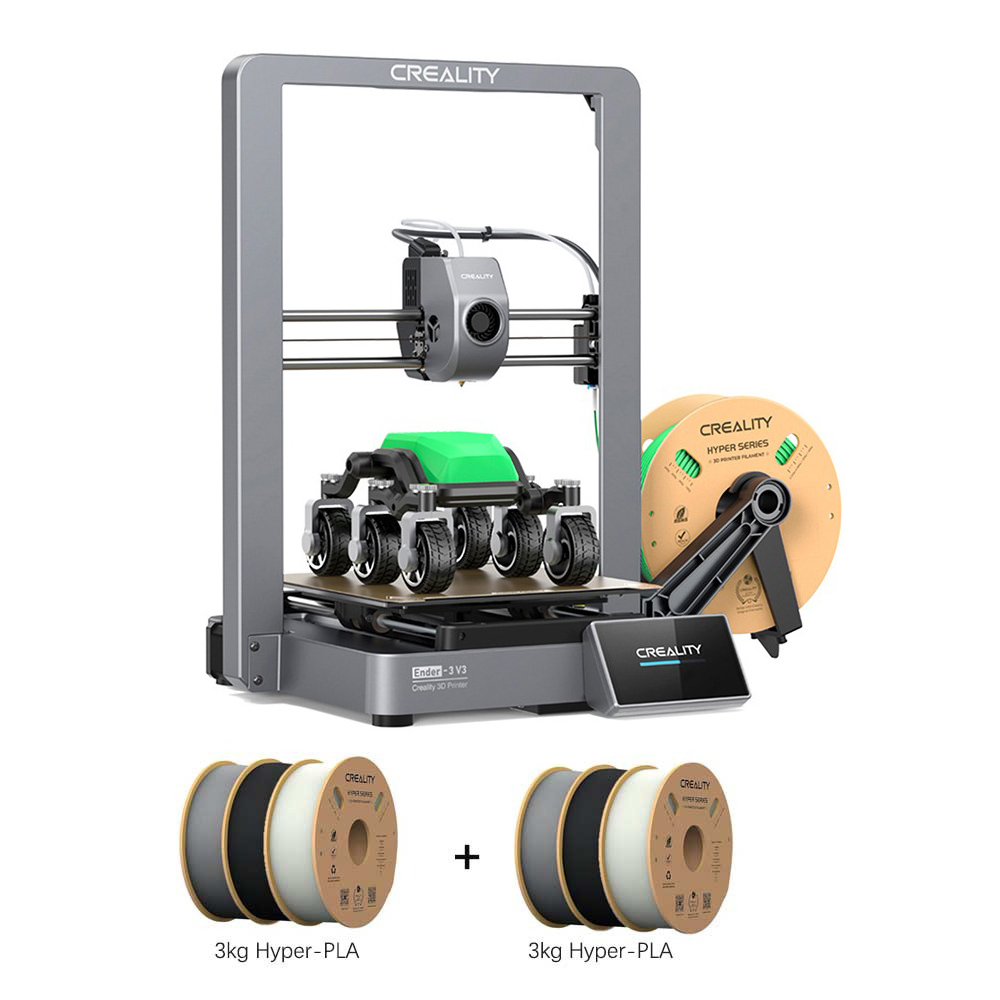 

Creality Ender-3 V3 3D Printer + 6kg Creality Hyper PLA Filament - 2kg Black+2kg White+2kg Grey