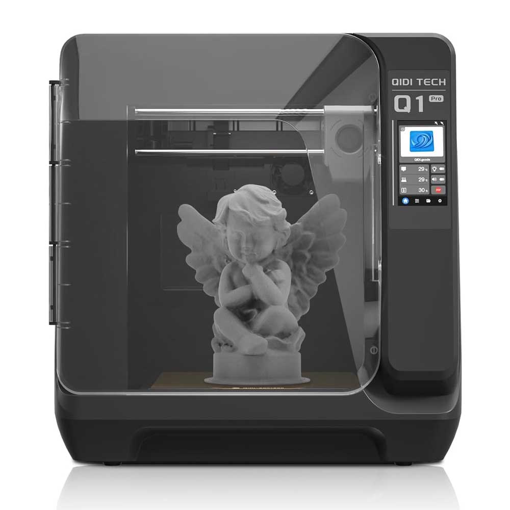 

QIDI TECH Q1 Pro 3D Printer, 600mm/ Max, 60°C Heated Chamber, 350°C High-Temp Printing, Tri-metal Hot-end, Auto Leveling, Filament Detection, 245*245*240mm