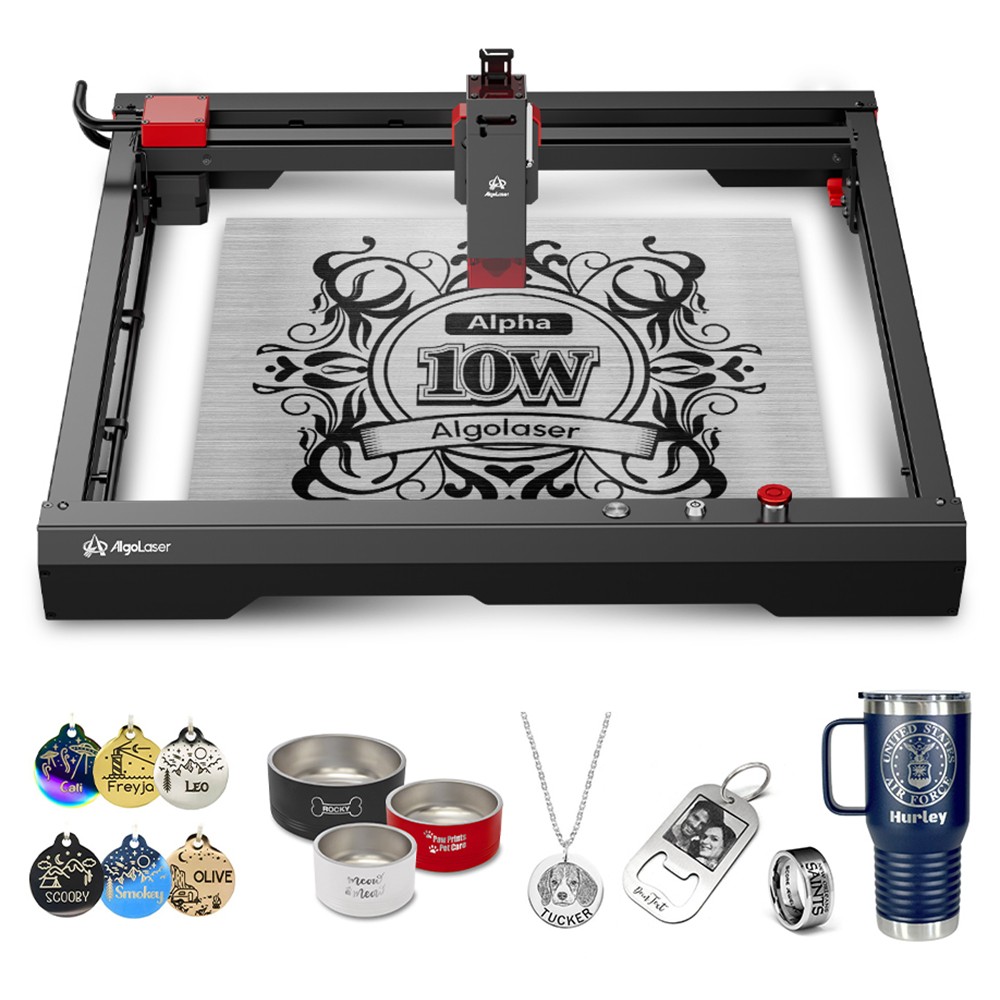 AlgoLaser Alpha 10W Laser Engraver, 400mm/s Engraving Speed, 400*400mm (157.5*157.5inch)