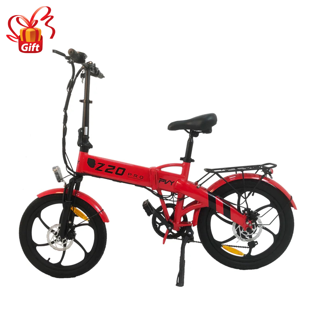 PVY Z20 Pro Folding Electric Bike, 250W 36V 14Ah (504Wh) Removable Battery, 20*2.3 inch Wide Tire, Max 100km Range, Aluminum Frame Mechanical Disc Brake, Suspension Fork, Shimano 6-speed, LCD Display 