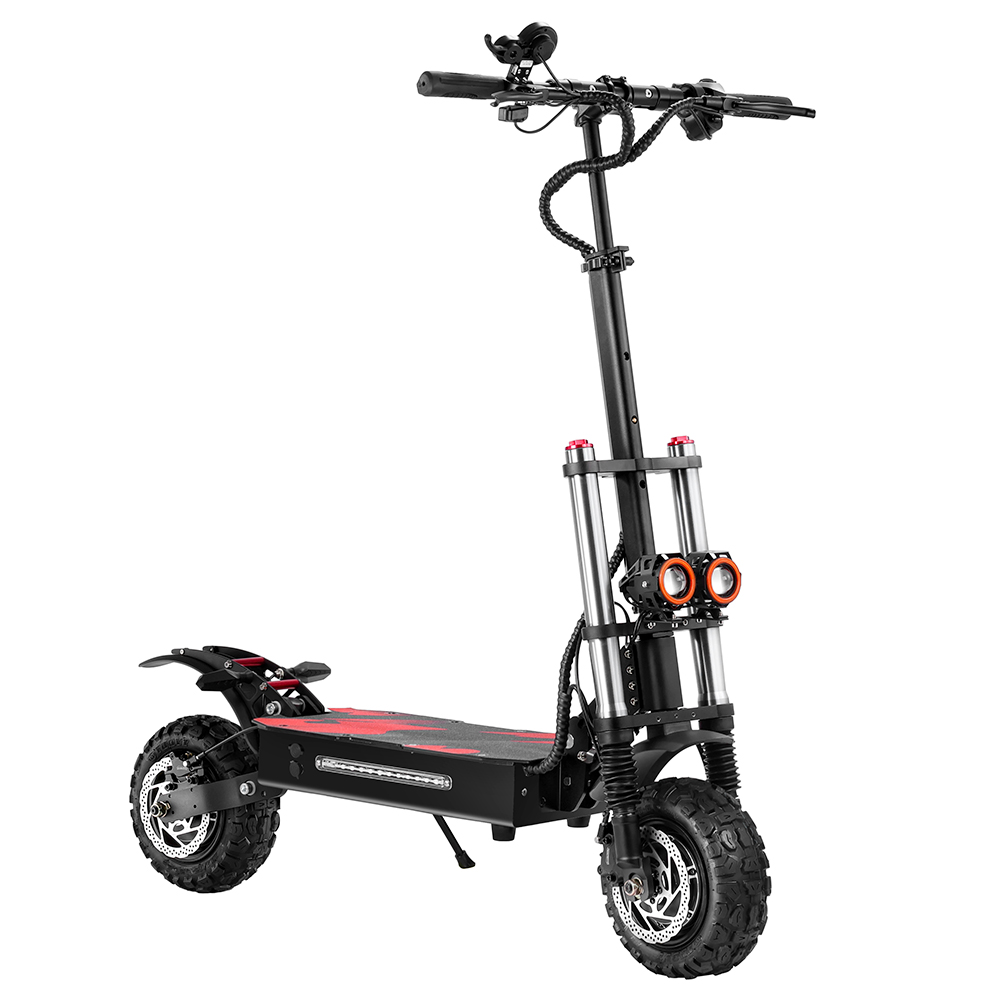 

BOYUEDA S3-11 Electric Scooter, 3000W*2 Motor 85km/h Max Speed, 60V 38Ah Battery up to 120km Range, 11-inch Sawtooth Vaccum Off-road Tire, Dual Hydraulic Disc Brakes, Hydraulic damping, 45° Climbing LCD Display All-round Lighting and turn signal, Black