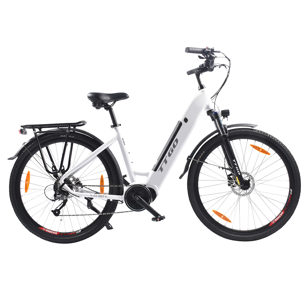 TTGO LK-ZZ-28ST Electric Bike, 250W Motor, 36V 20AH Battery, 700C*45C Tires, 25km/h Max Speed, 180km Range, Hydraulic Disc Brake, Shimano 9 Speed, LCD Display - White