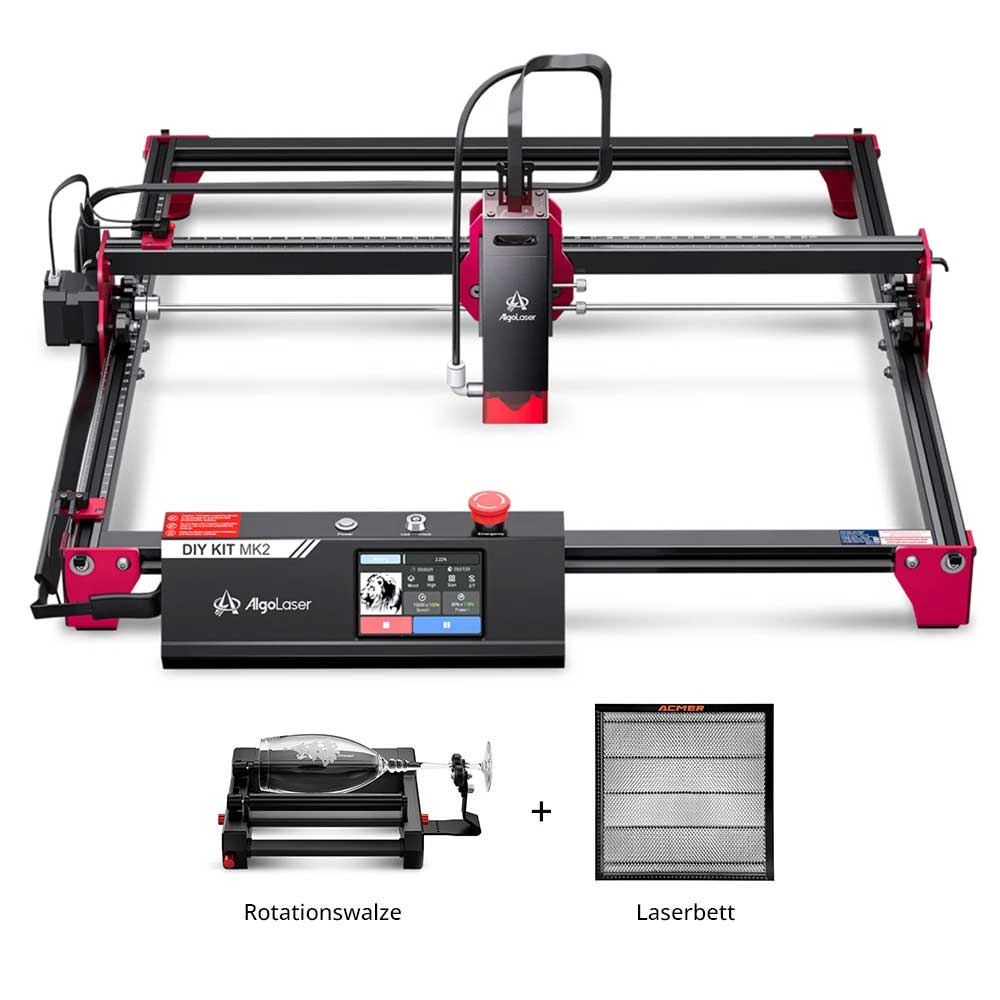 AlgoLaser DIY KIT MK2 10W Laser Engraver + Laser Bed + Rotary Roller