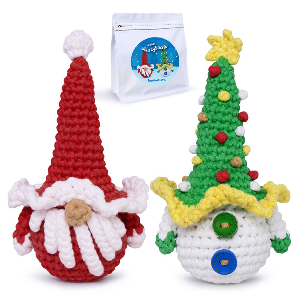 

NestledCrafts Christmas Crochet Kit for Beginners, Amigurumi Knitting Kit, with Step-by-Step Video Tutorials - SantySnow