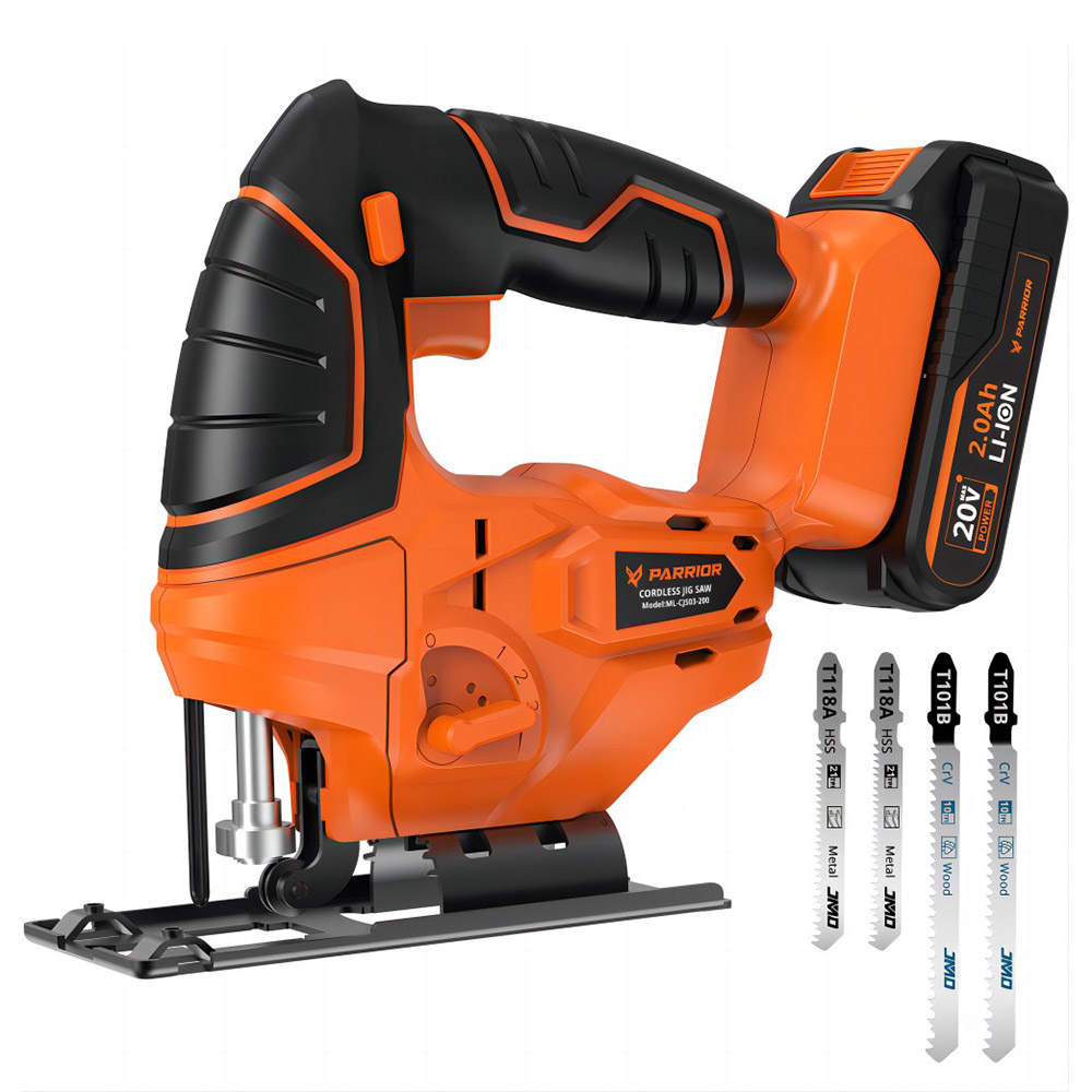 Parrior CJS03 20V Electric Jigsaw Tool, with 2Ah Battery, 2700RPM Speed, Cutting Depth of Wood and Metal 80mm/5mm (3.15