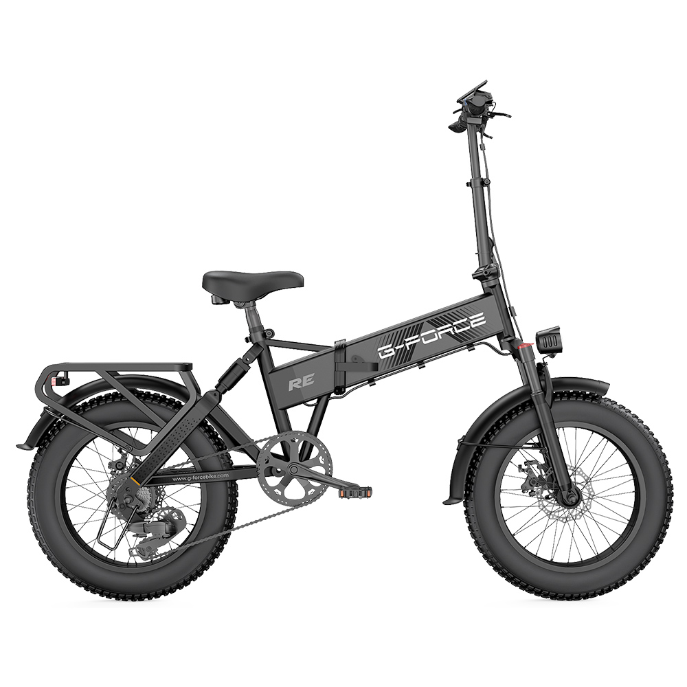 G-FORCE RE Electric Bike, 250W Motor, 48V 15.6AH Battery, 20*4-inch Fat Tires, 25km/h Max Speed, 80km Range, Hydraulic Disc Brakes, Dual Suspension, LCD Display - Black