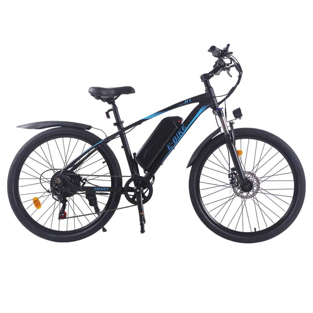 

H1 Electric Bike, 500W Motor, 48V 8Ah Battery, 26*1.95-inch Tire, 25km/h Max Speed, 32km Range, Disc Brake, Suspension Front Fork, LCD Display - Blue