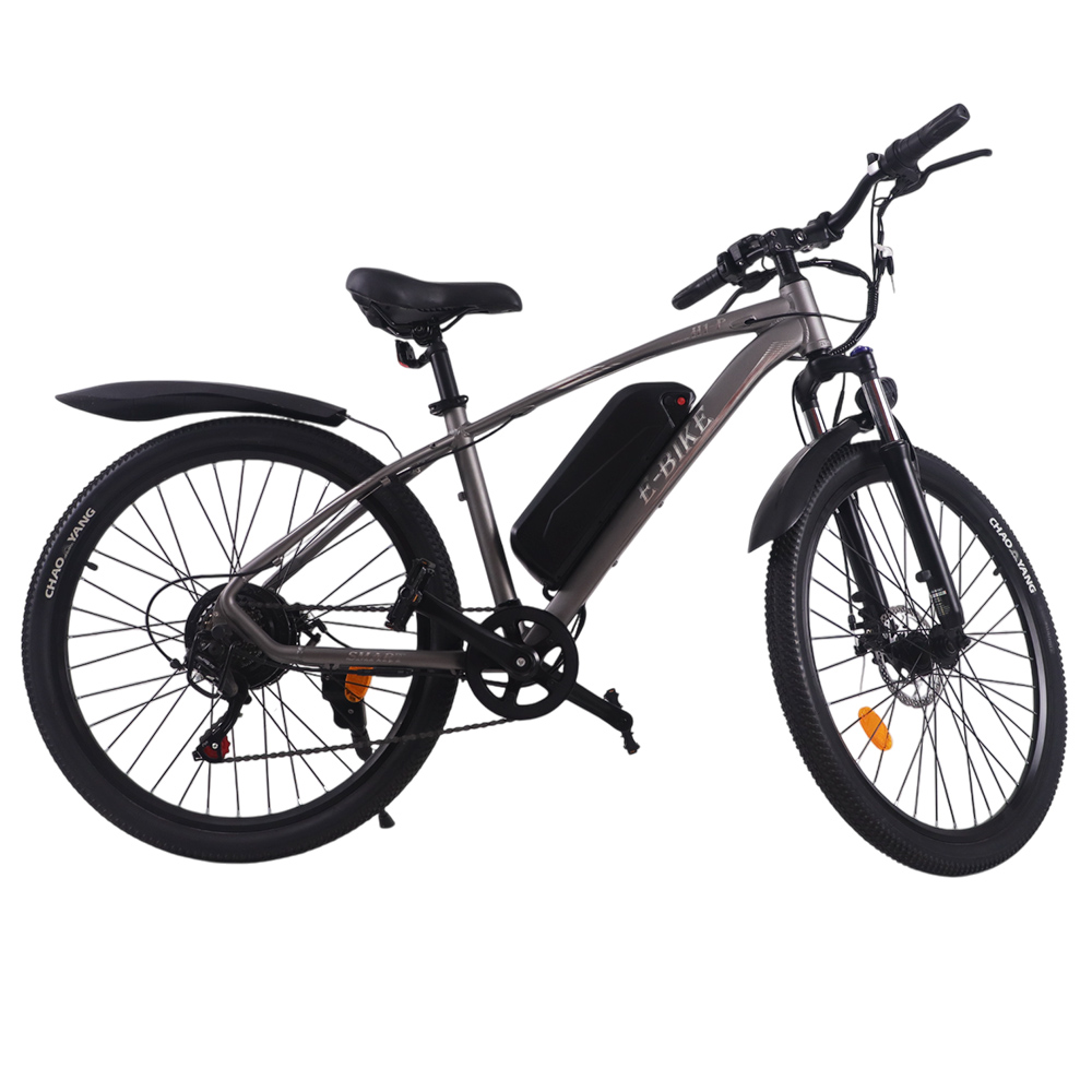 H1-P Electric Bike, 500W Motor, 48V 13Ah Battery, 26*1.95-inch Tire, 25km/h Max Speed, 45km Range, Disc Brake, Suspension Front Fork, LCD Display - Silver