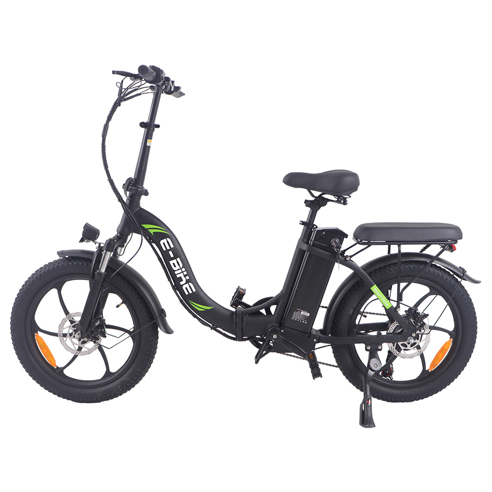 H4 Electric Bike, 350W Motor, 36V 16Ah Battery, 20*3.0-inch Tire, 25km/h Max Speed, 55km Range, Disc Brake, Suspension Front Fork, LCD Display - Black