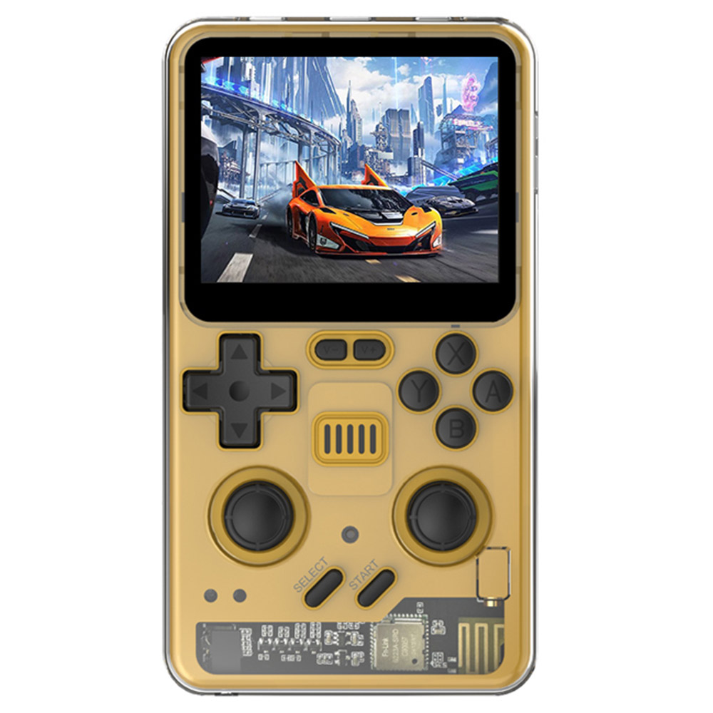 Powkiddy RGB20 Pro Handheld Game Console, Open Source Linux, 3.5-inch 1024*768 IPS Screen, 16GB + 128GB TF Card, Built-in Cavity Speaker, 6 Hours Autonomy, 64-bit 3D Simulators, HD Output - Yellow