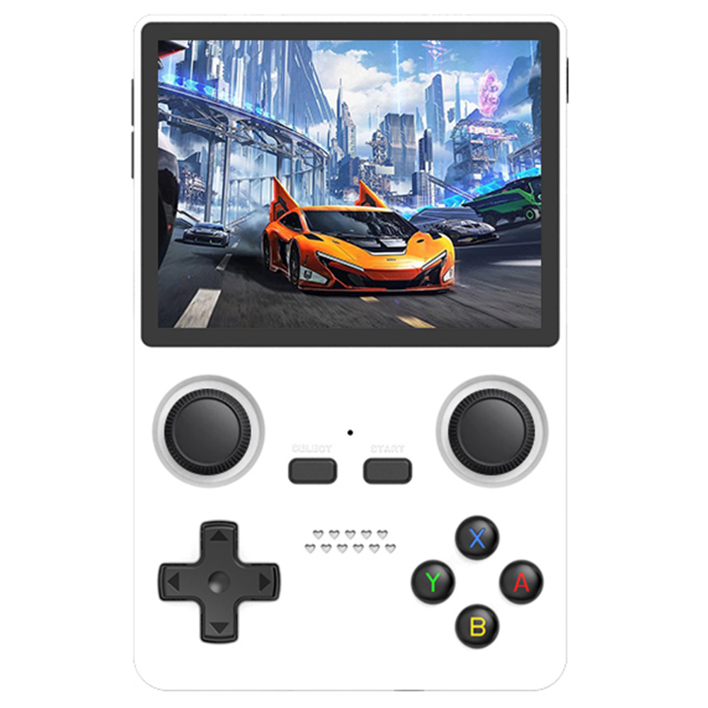 Powkiddy X35S Handheld Game Console, 3.5-inch IPS Screen, Open Source Linux System, 16GB + 128GB TF Card - White