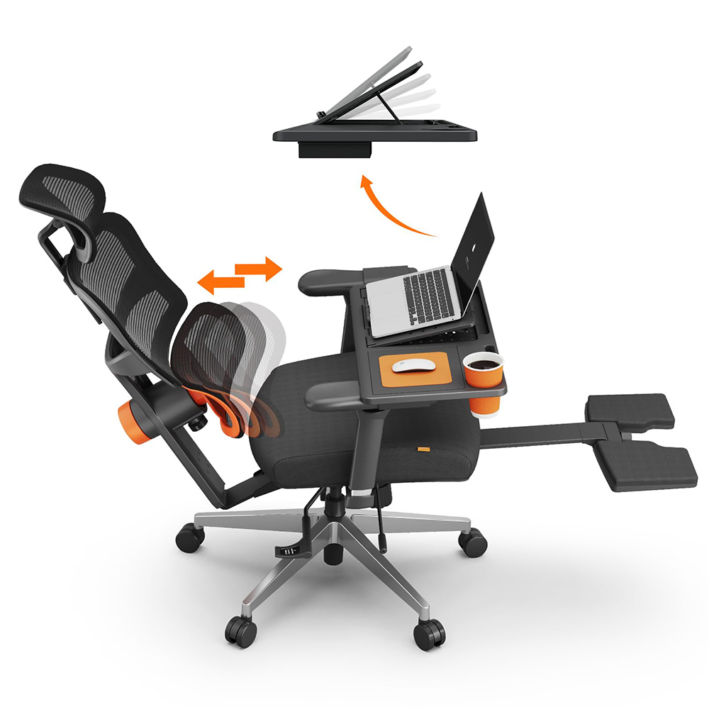 

NEWTRAL NT002 Ergonomic Chair with Detachable Workstation Desktop, Adaptive Lower Back Support with Footrest, 4 Recline Angle, Adjustable Backrest Armrest Headrest, 5 Positions to Lock, Aluminum Alloy Base - Pro Version