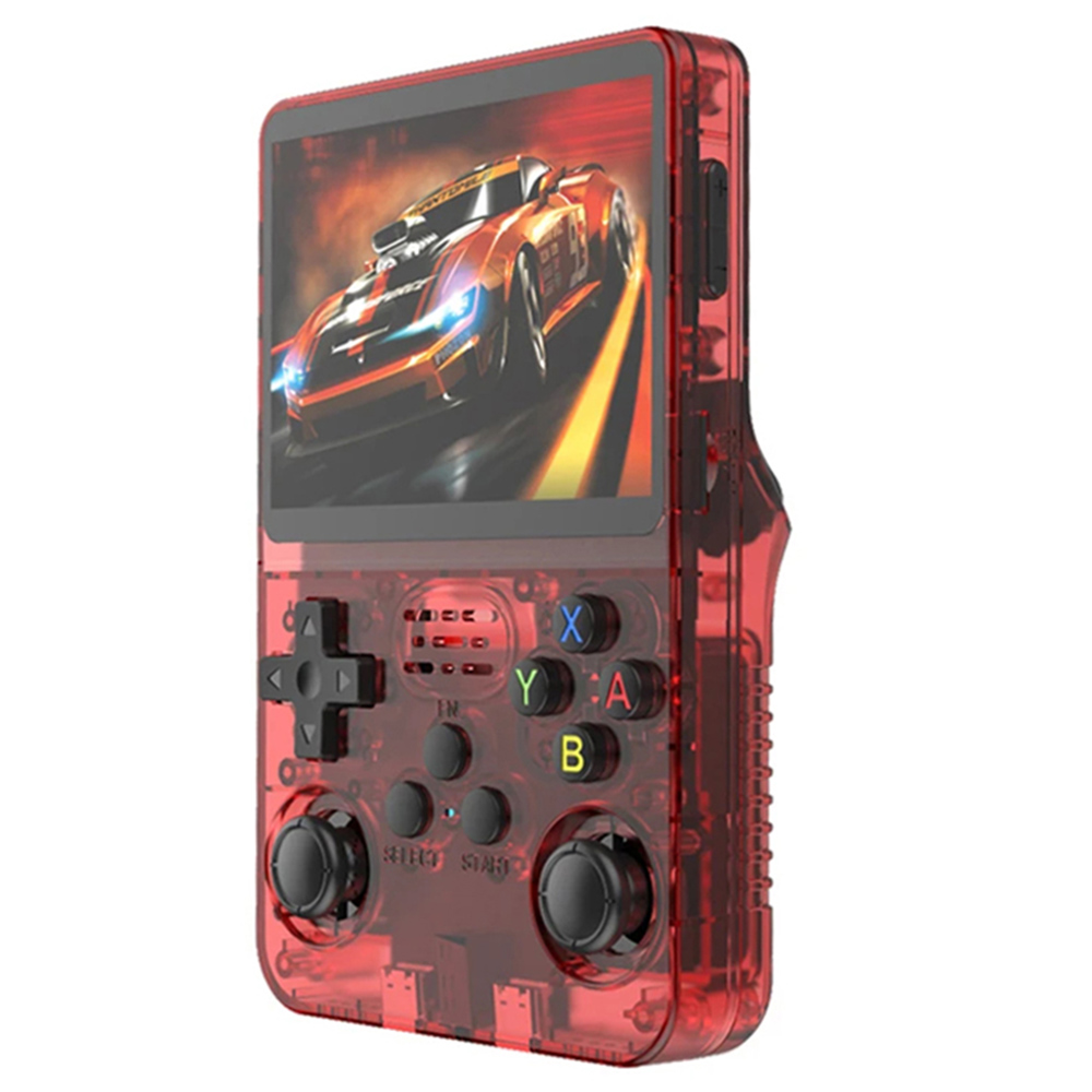 R36S Retro Game Console, 128GB TF Card with 20000 Games, 32GB ArkOS 2.0 Based on Linux, 20 Emulators, 3.5-inch IPS Screen, 1GB DDR3L, 8W Speaker, 3-5H Battery Life - Red