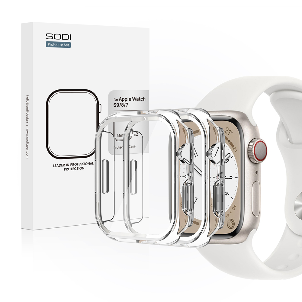 SODI CS04 2-Pack Ultra-Thin Anti-Scratch Protective Case for Apple Watch S9/S8/S7 (41mm)