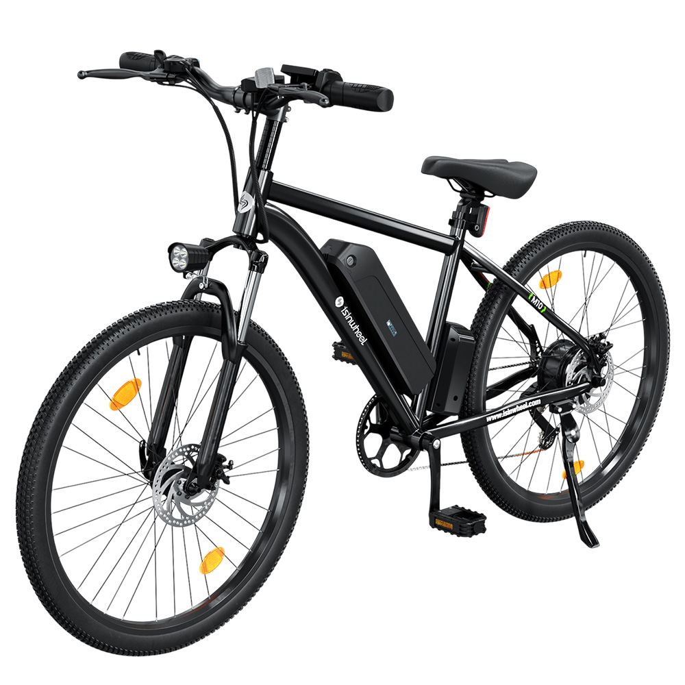 

isinwheel M10 Electric Bike, 250W Motor, 36V 10.4Ah Battery, 26*1.95-inch Tire, 25km/h Max Speed, 100km Range, Disc Brake, Hydraulic Suspension Fork, LCD Display - Black