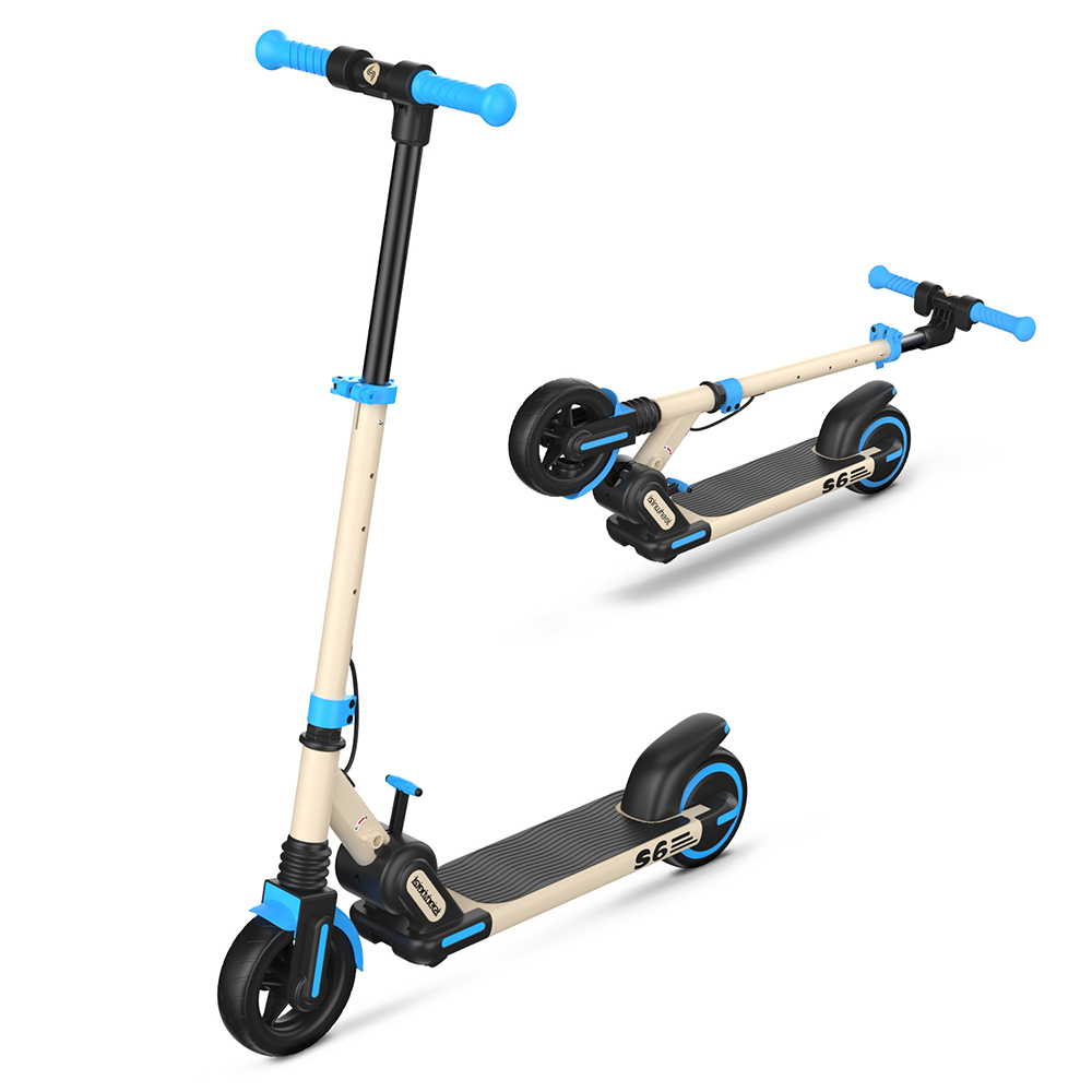 isinwheel S6 Kids Folding Electric Scooter, 150W Motor, 21.6V 5Ah Battery, 6.5-inch Tires, 15km/h Max Speed, 15km Range, Rear Fender Brake & Electronic Brake, Adjustable Height - Blue