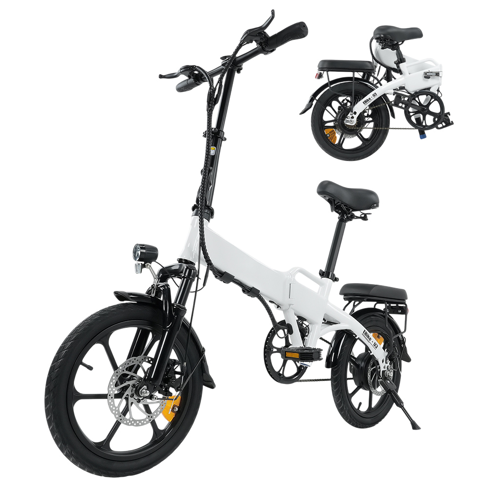 isinwheel U3 Electric Bike, 500W Motor, 36V 7.8Ah Battery, 16*1.75-inch Tire, 25km/h Max Speed, 55km Range, Front & Rear Hydraulic Disc Brakes, Front Suspension, LCD Display - White