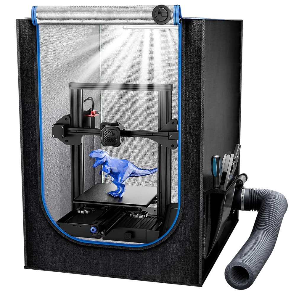 Yoopai 3D Printer Enclosure with Ventilation Kit, LED Light, Thermo-Hygrometer, Fireproof, Dustproof & Noise Reduction, Constant Temperature Protect, 650*550*750mm