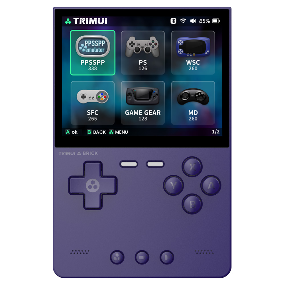 Trimui Brick Handheld Game Console, 128GB TF Card, 3.2-inch 1024*768 IPS Screen, 8GB eMMC Storage, 5 Hours Autonomy, Type-C Fast Charging - Purple