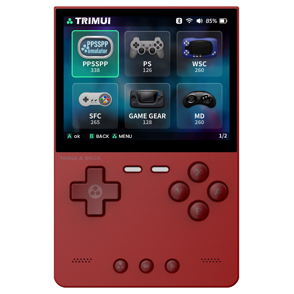 Trimui Brick Handheld Game Console, 128GB TF Card, 3.2-inch 1024*768 IPS Screen, 8GB eMMC Storage, 5 Hours Autonomy, Type-C Fast Charging - Red