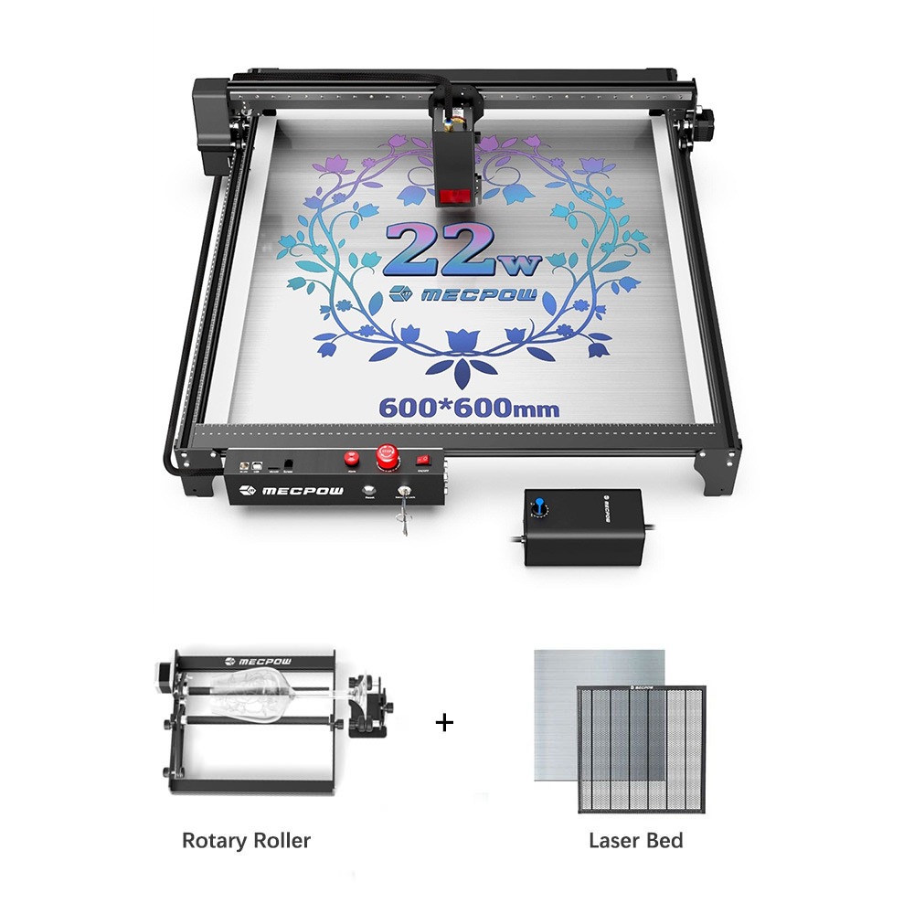 Mecpow X5 22W Laser + Rotary Roller + Laser Bed