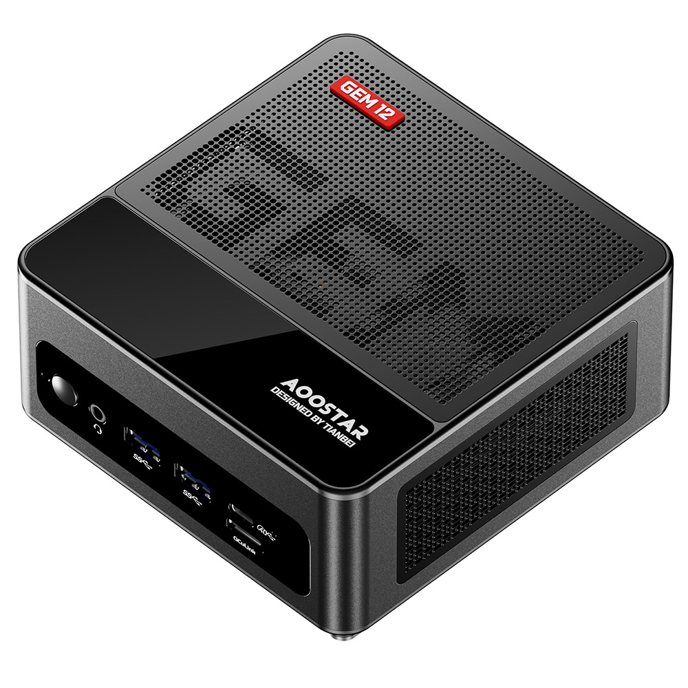 AOOSTAR GEM12 Max Mini PC, AMD Ryzen 9 6900HX 8 Core Up to 4.9GHz, 16GB DDR5 RAM 512GB PCle 4.0 SSD, HDMI 2.1 + DP 1.4+ USB 4 + Type-C 4K 120Hz Four Screen Display, WiFi 6 Bluetooth 5.2, 2*2.5G LAN, 2*USB3.2  2*USB2.0 1*Oculink - Black